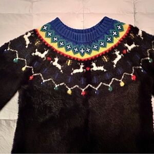 Hanna Andersson Black Sweater with Colorful Holiday Festive Design